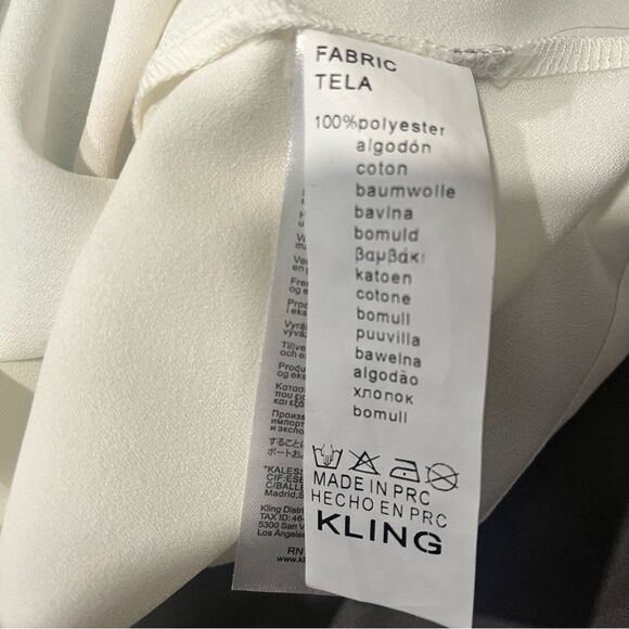 Kling White Stylized Printed Collared Short Sleeve Blouse Size Small - Picture 5 of 5